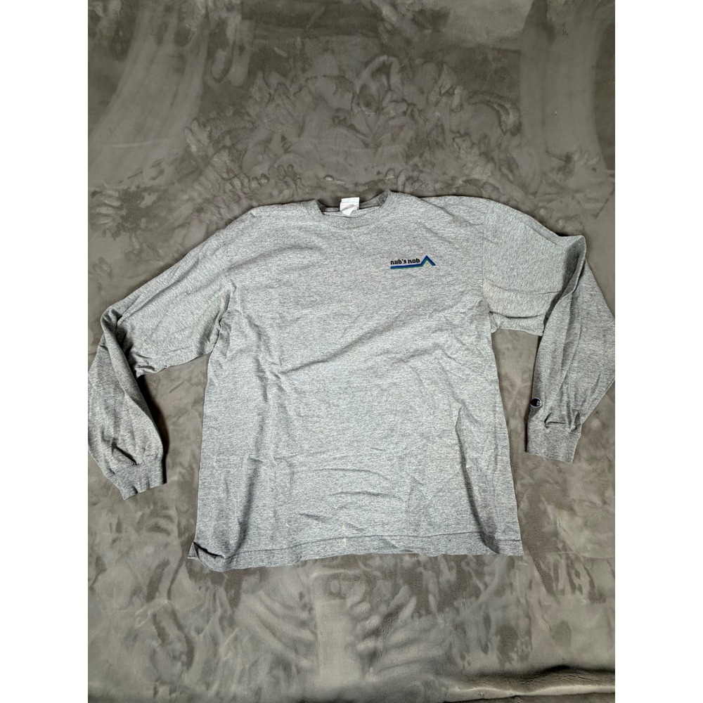 VTG Champion Nubs Nob Ski Resort Long Sleeve T-Shirt Mens XL Gray Graphic Tee
